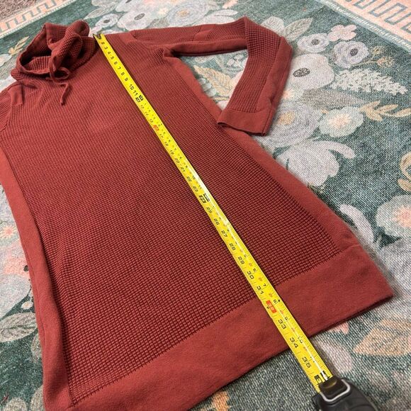 Prana Masina Sweater Dress Women's Large Rust Waffle Knit Thermal Cowl Neck L - Picture 10 of 12
